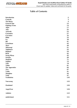 Soul Calibur IV Unofficial Guide