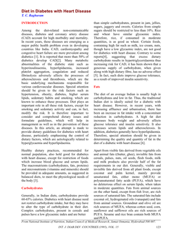 Diet in Diabetes with Heart Disease T