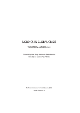 NORDICS in GLOBAL CRISIS Vulnerability and Resilience