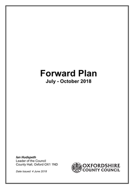 Forward Plan July - October 2018