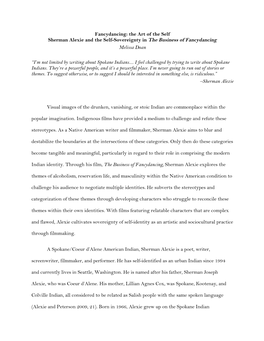 Fancydancing: the Art of the Self Sherman Alexie and the Self-Sovereignty in the Business of Fancydancing Melissa Doan