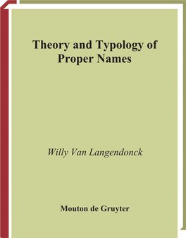 Theory and Typology of Proper Names