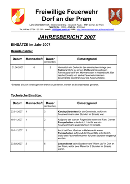 JAHRESBERICHT 2007 EINSÄTZE Im Jahr 2007