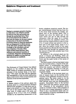 Epiphora: Diagnosis and Treatment Lacrimal Apparatus