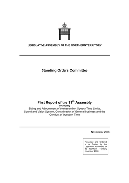 Report on Sitting and Adjournment of the Assembly