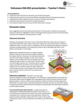 Volcanoes KS4-KS5 Presentation – Teacher’S Notes