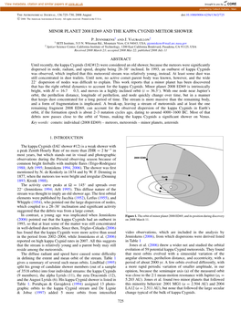 Minor Planet 2008 Ed69 and the Kappa Cygnid Meteor Shower