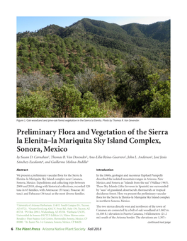Preliminary Flora and Vegetation of the Sierra La Elenita–La Mariquita Sky Island Complex, Sonora, Mexico by Susan D