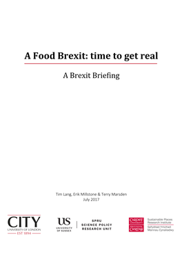 A Food Brexit: Time to Get Real