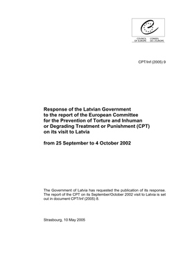 Response of the Latvian Government to the Report of the European