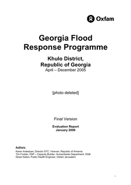 Evaluation of Oxfam Georgia's Flood Response Programme