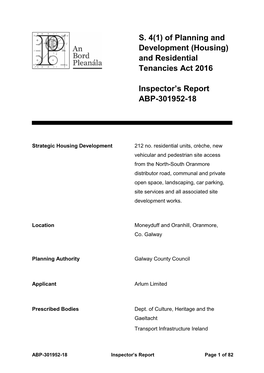 S. 4(1) of Planning and Development (Housing) and Residential Tenancies Act 2016 Inspector's Report ABP-301952-18