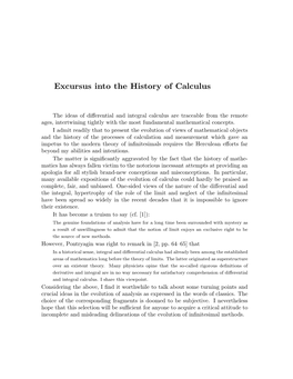 Excursus Into the History of Calculus