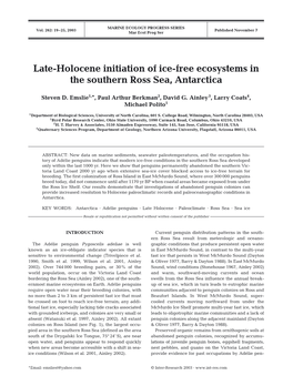 Late-Holocene Initiation of Ice-Free Ecosystems in the Southern Ross Sea, Antarctica