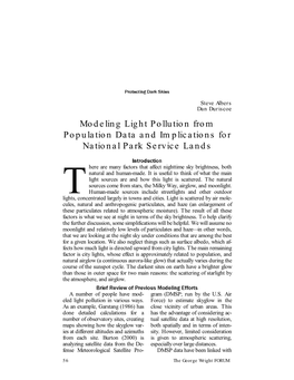 Modeling Light Pollution from Population Data and Implications for National Park Service Lands