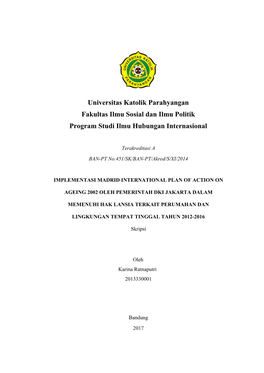 Universitas Katolik Parahyangan Fakultas Ilmu Sosial Dan Ilmu Politik Program Studi Ilmu Hubungan Internasional