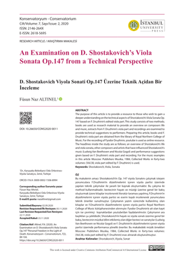 An Examination on D. Shostakovich's Viola Sonata Op.147 from A
