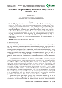 Stakeholders' Perception of Safety Prioritization at Ship Services in the Sunda Strait