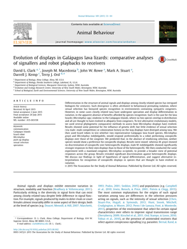 Evolution of Displays in Galapagos Lava Lizards: Comparative