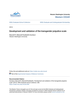 Development and Validation of the Transgender Prejudice Scale