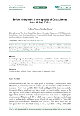 Sedum Ichangensis, a New Species of Crassulaceae from Hubei, China