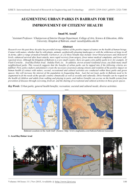 Augmenting Urban Parks in Bahrain for the Improvement of Citizens’ Health