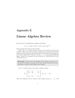 Linear Algebra Review