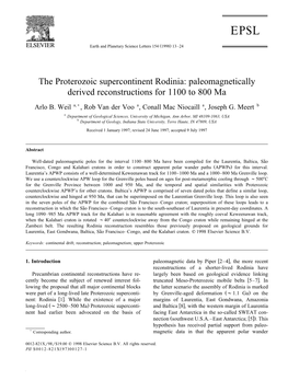 The Proterozoic Supercontinent Rodinia: Paleomagnetically Derived Reconstructions for 1100 to 800 Ma