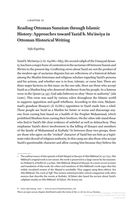 Reading Ottoman Sunnism Through Islamic History: Approaches Toward Yazīd B