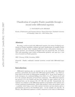 Classification of Complete Finsler Manifolds Through a Second Order