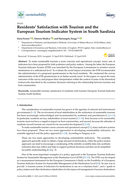 Residents' Satisfaction with Tourism and the European Tourism Indicator