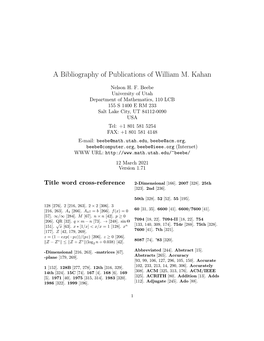 A Bibliography of Publications of William M. Kahan