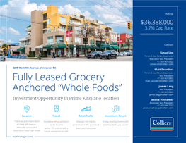 Fully Leased Grocery Anchored “Whole Foods”