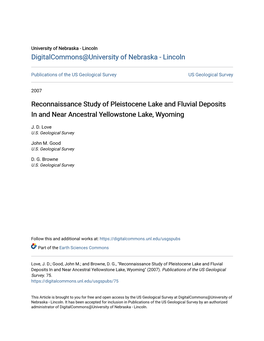 Reconnaissance Study of Pleistocene Lake and Fluvial Deposits in and Near Ancestral Yellowstone Lake, Wyoming