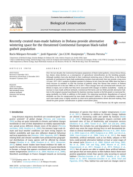 Recently Created Man-Made Habitats in Doã±Ana Provide Alternative Wintering Space for the Threatened Continental European Blac