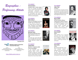 Biographies : Performing Artists