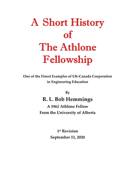 A Short History of the Athlone Fellowship