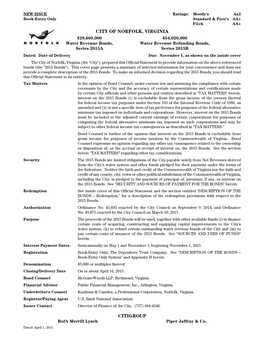 Water Revenue Bonds Series 2015 a and B