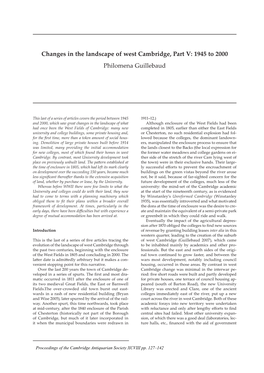 Changes in the Landscape of West Cambridge, Part V: 1945 to 2000 Philomena Guillebaud