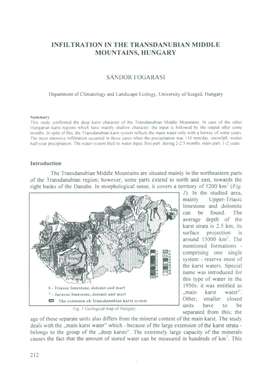 Infiltration in the Transdanubian Middle Mountains, Hungary