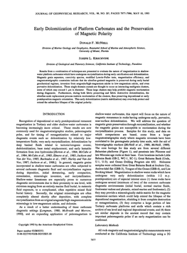 Early Dolomitization of Platform Carbonates and the Preservation Of