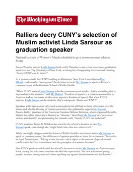 Ralliers Decry CUNY's Selection of Muslim Activist Linda Sarsour As