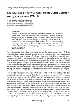 The Civil and Military Dimensions of Dutch Counter- Insurgency on Java, 1947-49