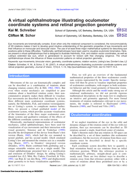 A Virtual Ophthalmotrope Illustrating Oculomotor Coordinate Systems and Retinal Projection Geometry Kai M