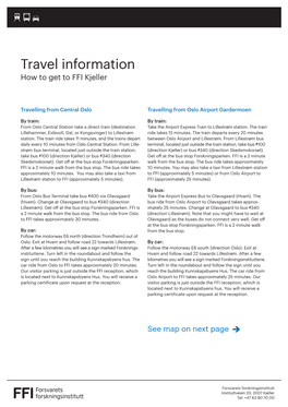 Travel Information How to Get to FFI Kjeller