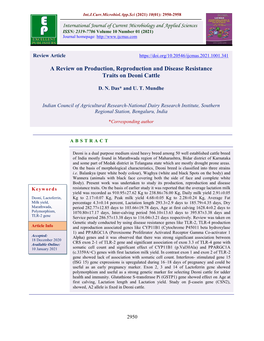 A Review on Production, Reproduction and Disease Resistance Traits on Deoni Cattle