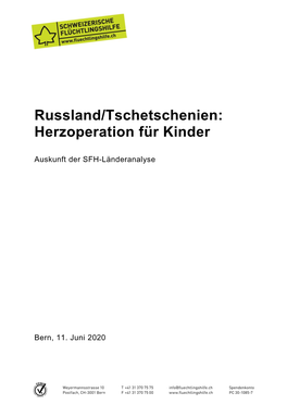 Russland/Tschetschenien: Herzoperation Für Kinder