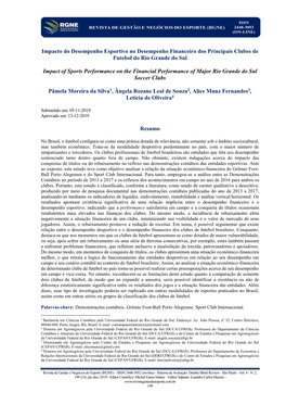 Impacto Do Desempenho Esportivo No Desempenho Financeiro Dos Principais Clubes De Futebol Do Rio Grande Do Sul Impact of Sports
