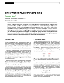 Linear Optical Quantum Computing