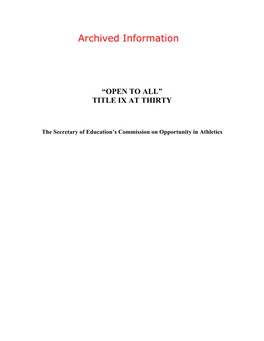 Archived: "Open to All": Title IX at Thirty